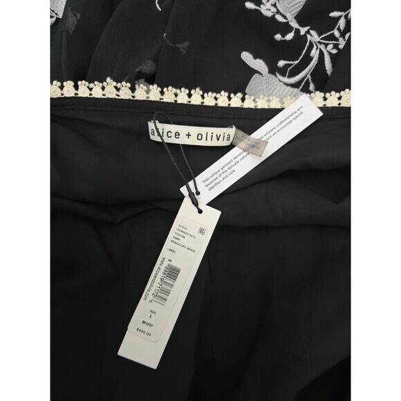 $440 Alice + Olivia Holden Embroidered Cold Shoulder Dress Large L - Picture 11 of 16